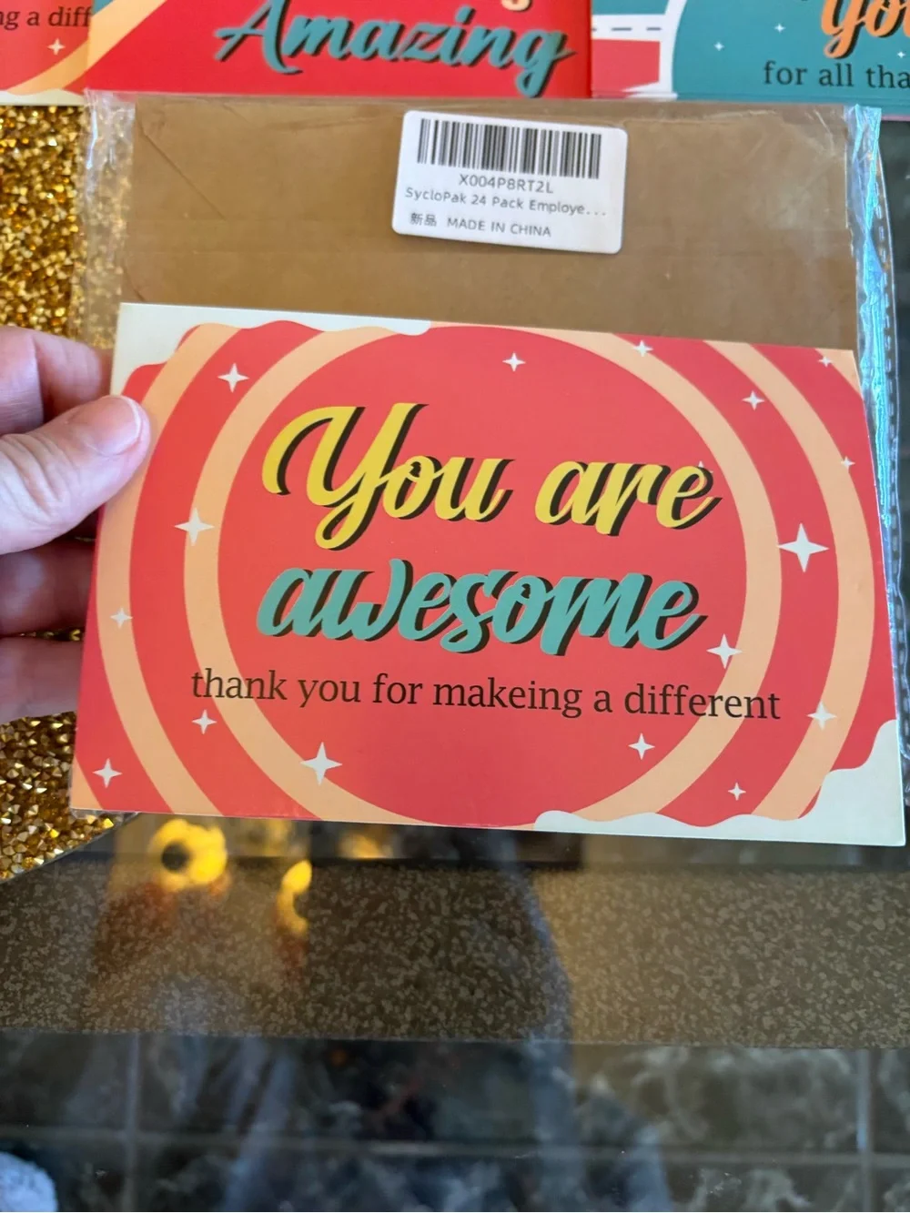 You Are Awesome NWT Thank You Cards Set - Multicolor. Set of 24 cards, envelopes